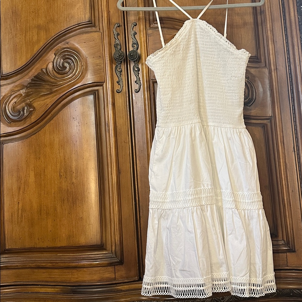 Altar'd State White Malani Halter Fit & Flare Mini Dress W/ Pockets M NWOT